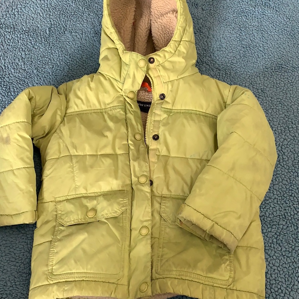 Lands end lime green jacket girls size S (4) - Picture 1 of 10